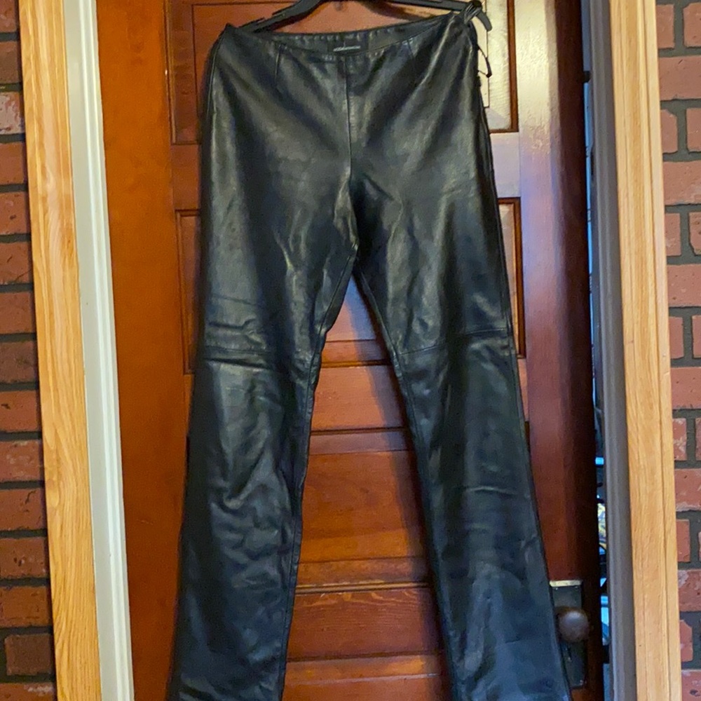 Black vintage leather pants